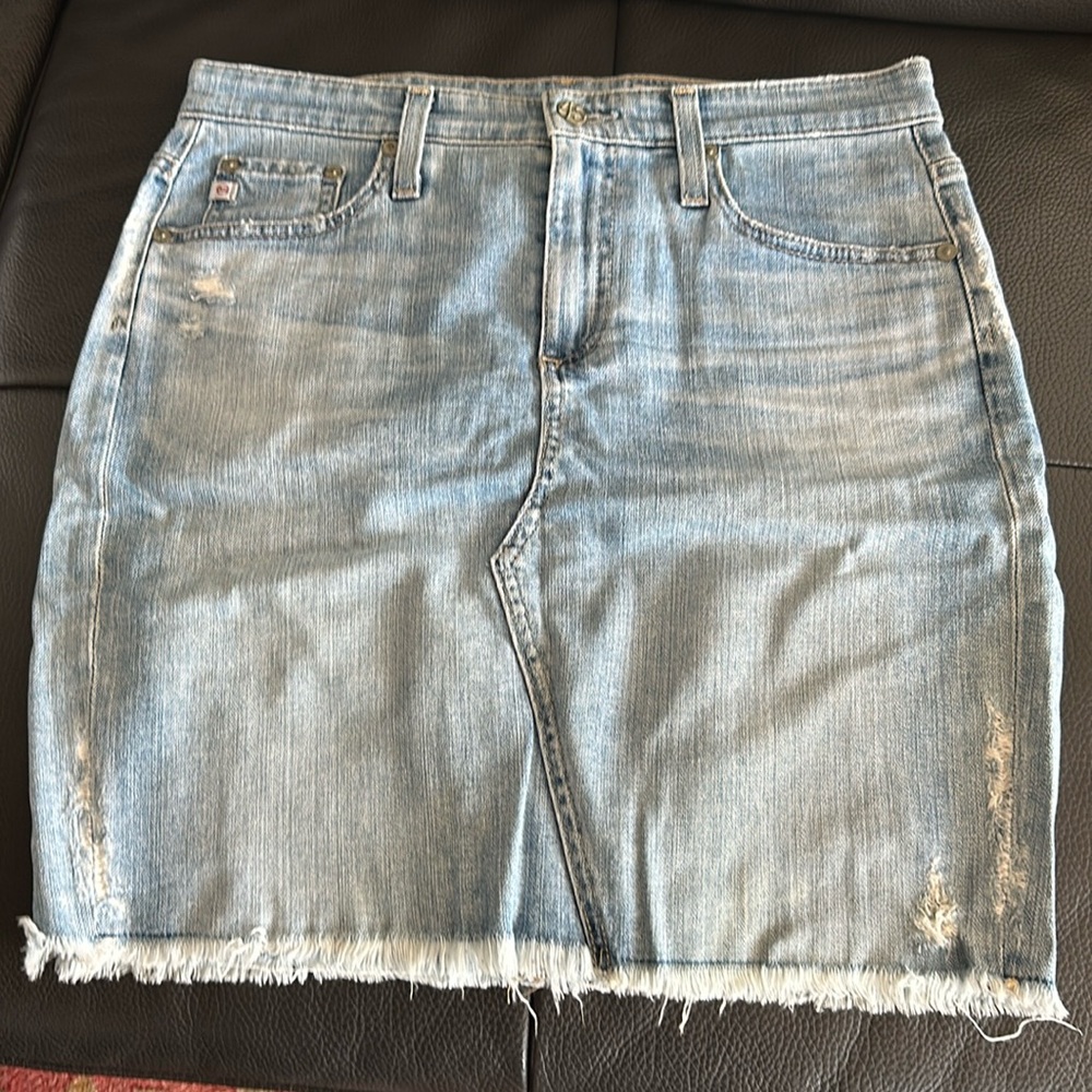 AG Adriano Goldschmied Denim Pencil Skirt Light Blue Above Knee Size 27R